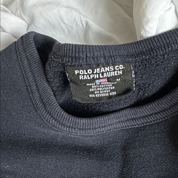 Vintage Ralph Lauren Navy Sweatshirt with American Flag - Picture 3 of 6